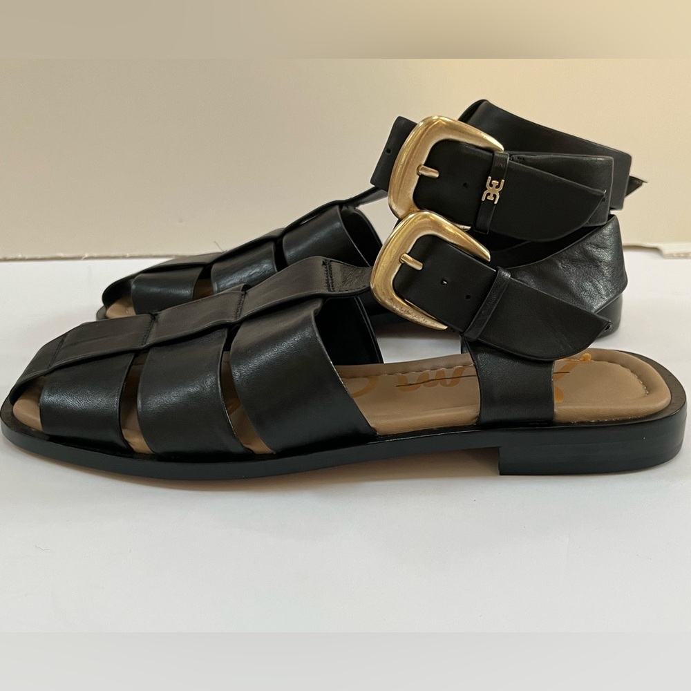 Sam Edelman Black and Gold Gladiator Sandals